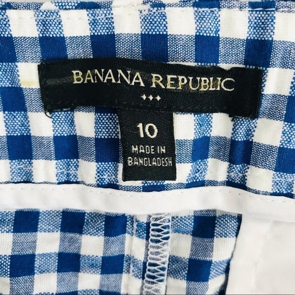 New! Banana Republic Linen Gingham Gauzy Cotton High Waist Straight Leg Pants